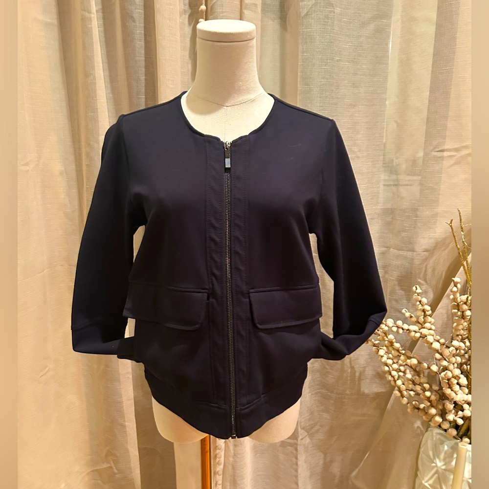 LOLE Black Bomber Jacket soft stretchy Jersey knit small